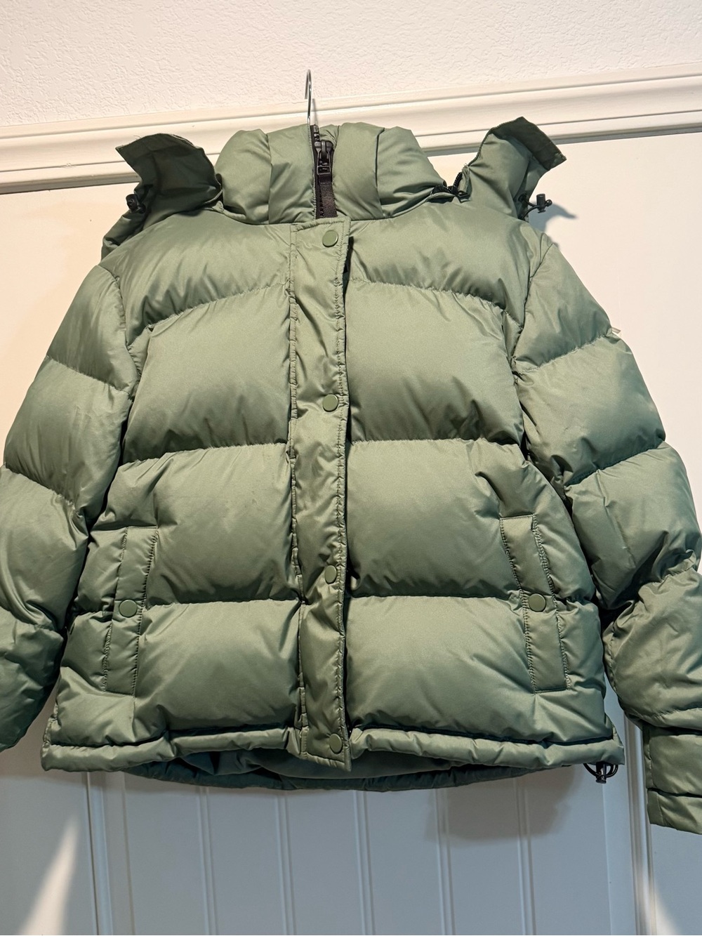 Quince Light Sage Quilted Puffer Coat